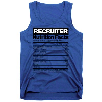 Recruiting Recruitt Nutrition Facts Recruit Recruiter Funny Gift Tank Top