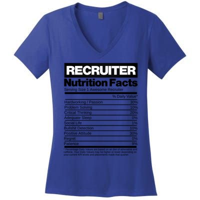 Recruiting Recruitt Nutrition Facts Recruit Recruiter Funny Gift Women's V-Neck T-Shirt