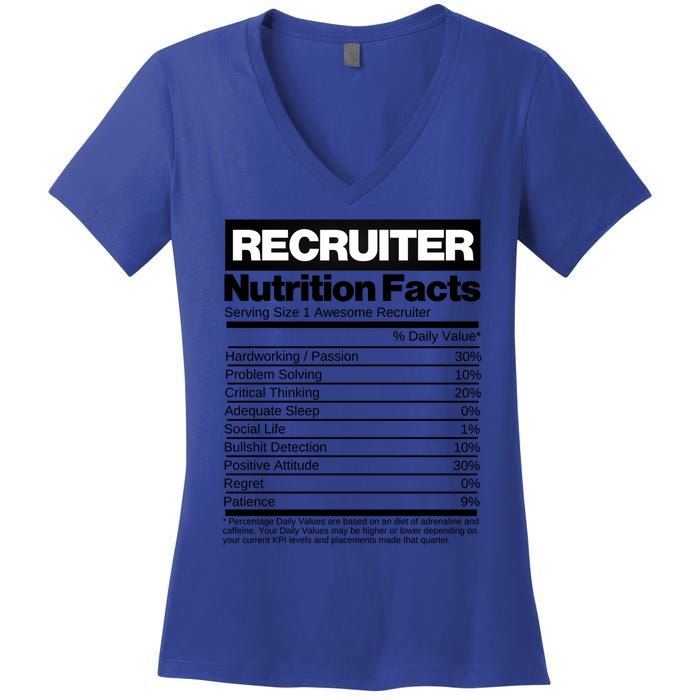 Recruiting Recruitt Nutrition Facts Recruit Recruiter Funny Gift Women's V-Neck T-Shirt