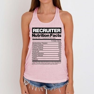 Recruiting Recruitt Nutrition Facts Recruit Recruiter Funny Gift Women's Knotted Racerback Tank