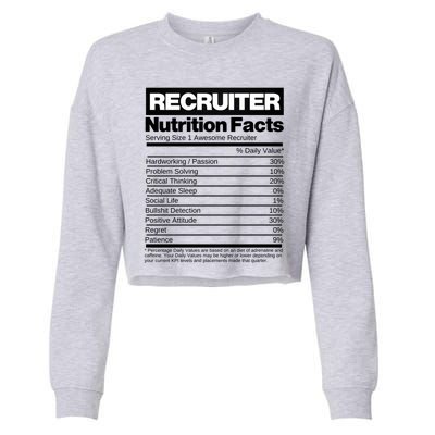 Recruiting Recruitt Nutrition Facts Recruit Recruiter Funny Gift Cropped Pullover Crew