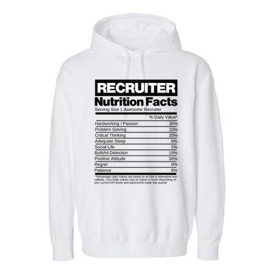 Recruiting Recruitt Nutrition Facts Recruit Recruiter Funny Gift Garment-Dyed Fleece Hoodie