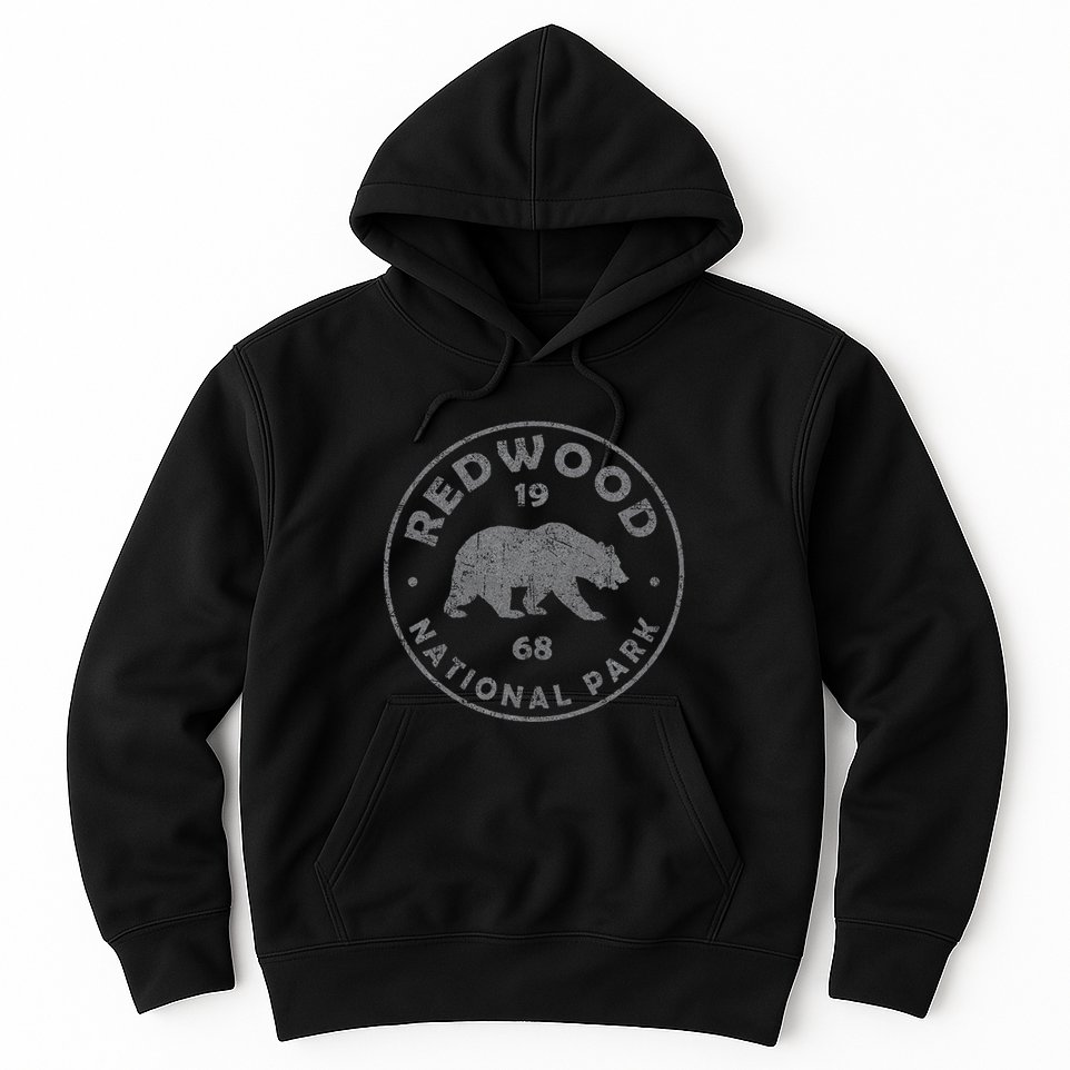 Retro Redwood National Park Vintage Hiking Hoodie