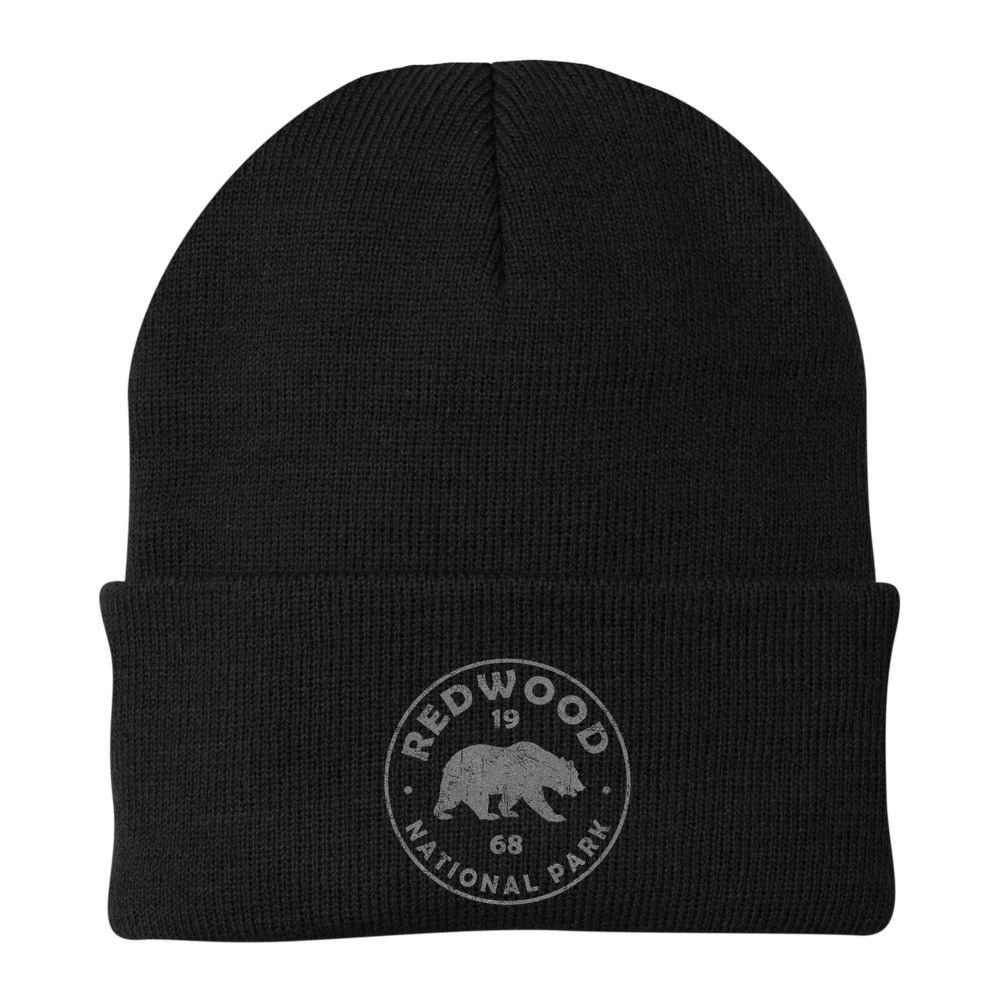 Retro Redwood National Park Vintage Hiking Beanie