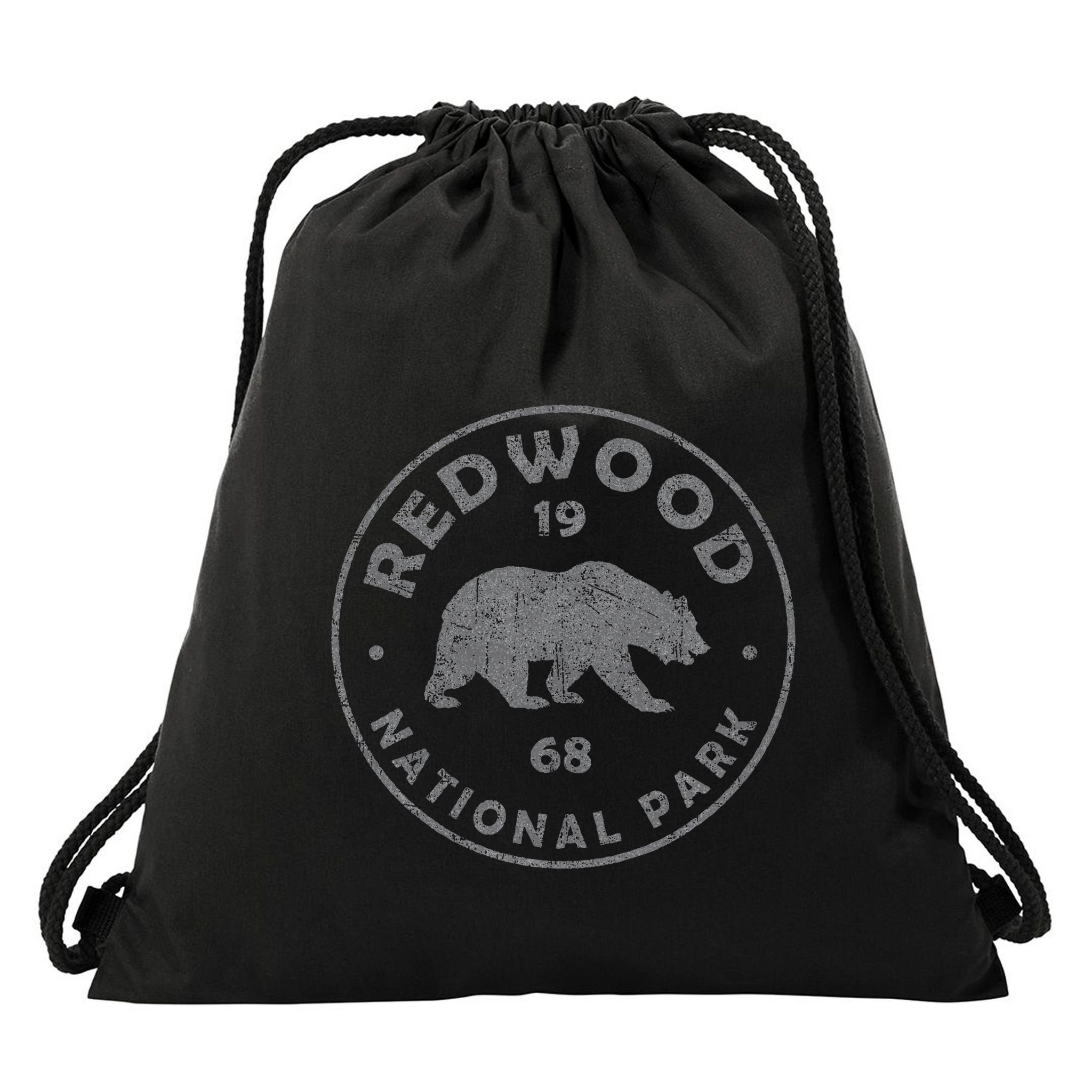 Retro Redwood National Park Vintage Hiking Drawstring Bag