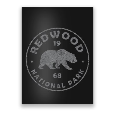 Retro Redwood National Park Vintage Hiking Poster