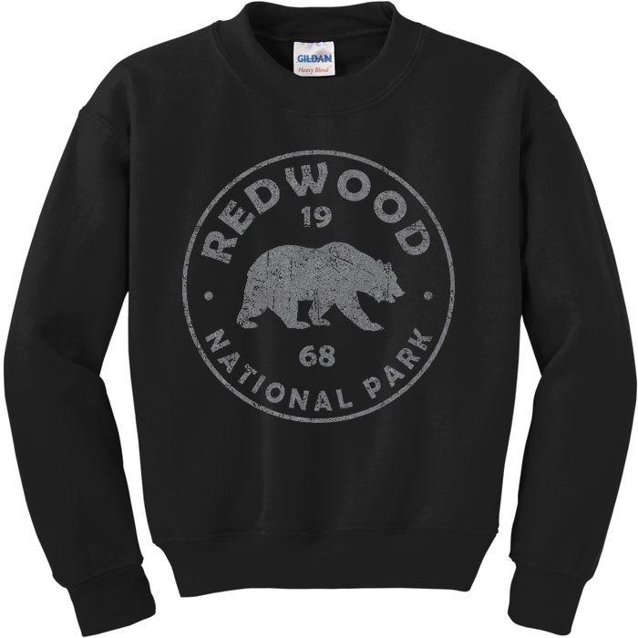 Retro Redwood National Park Vintage Hiking Kids Sweatshirt