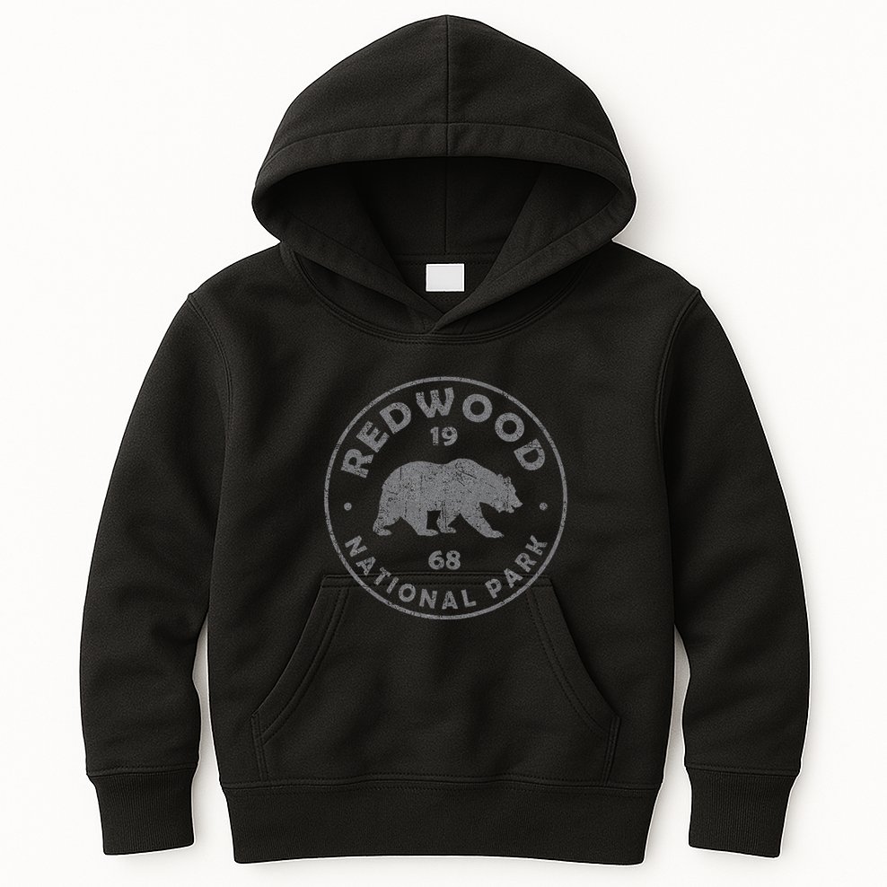 Retro Redwood National Park Vintage Hiking Kids Hoodie