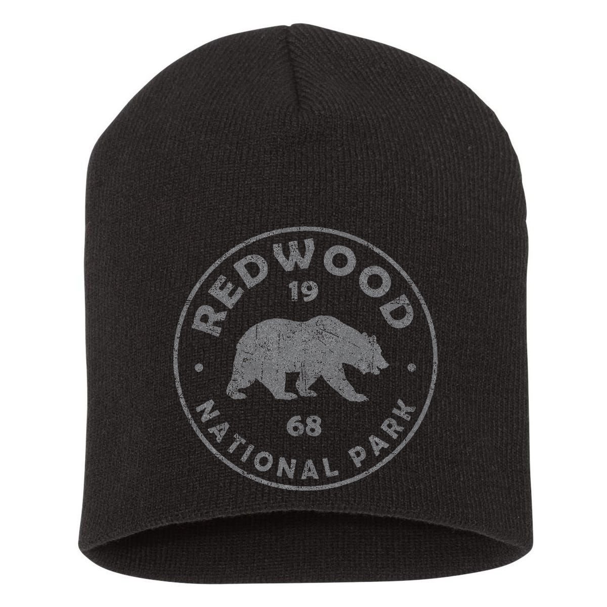 Retro Redwood National Park Vintage Hiking Short Acrylic Beanie