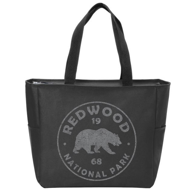 Retro Redwood National Park Vintage Hiking Zip Tote Bag