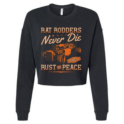 Rat Rodders Never Die Vintage Rat Rod Cropped Pullover Crew