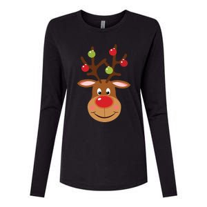 Rudolph Red Nose Reindeer Santa Christmas Womens Cotton Relaxed Long Sleeve T-Shirt