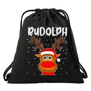 Rudolph Red Nose Reindeer Santa Christmas Drawstring Bag