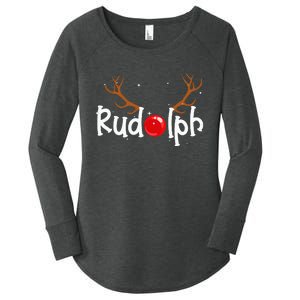 Rudolph Red Nose Reindeer Christmas Funny Women's Perfect Tri Tunic Long Sleeve Shirt