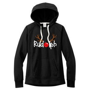 Rudolph Red Nose Reindeer Christmas Funny Women's Fleece Hoodie