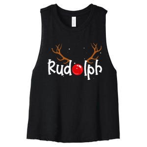 Rudolph Red Nose Reindeer Christmas Funny Women's Racerback Cropped Tank