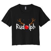 Rudolph Red Nose Reindeer Christmas Funny Women's Crop Top Tee