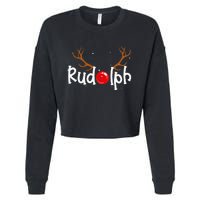 Rudolph Red Nose Reindeer Christmas Funny Cropped Pullover Crew