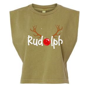 Rudolph Red Nose Reindeer Christmas Funny Garment-Dyed Women's Muscle Tee