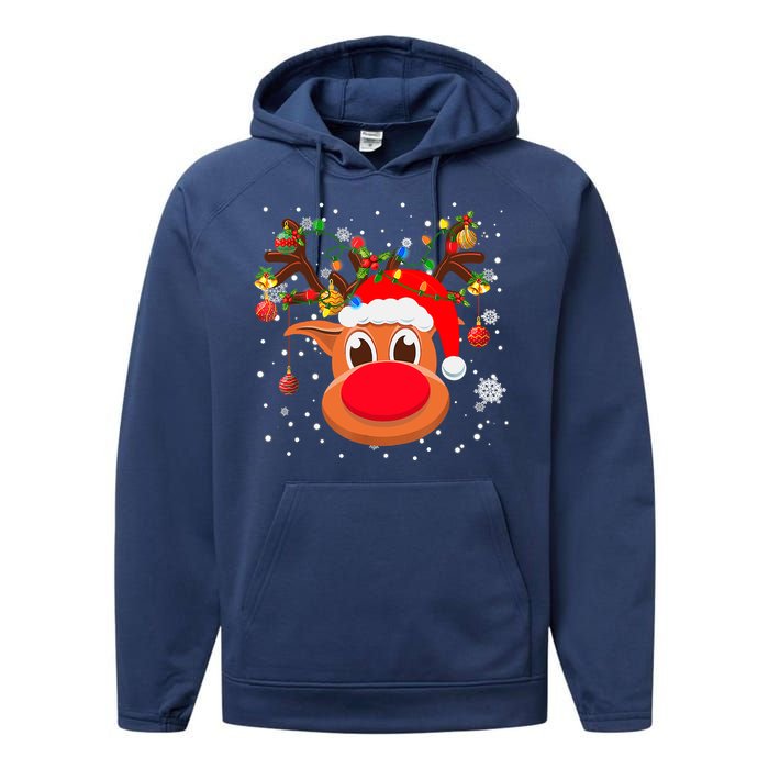 RUDOLPH Red Nose Reindeer Shirt Santa Christmas Performance Fleece Hoodie