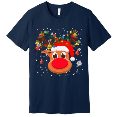 RUDOLPH Red Nose Reindeer Shirt Santa Christmas Premium T-Shirt