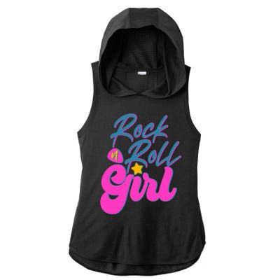 Retro Rock N Roll Girl Costume Ladies PosiCharge Tri-Blend Wicking Draft Hoodie Tank