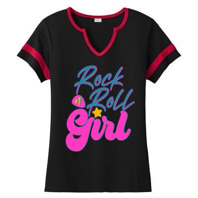 Retro Rock N Roll Girl Costume Ladies Halftime Notch Neck Tee