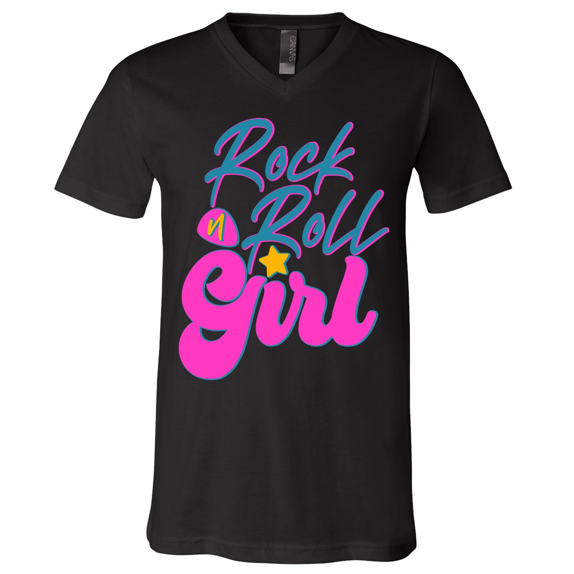 Retro Rock N Roll Girl Costume V-Neck T-Shirt