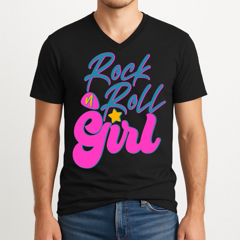 Retro Rock N Roll Girl Costume V-Neck T-Shirt