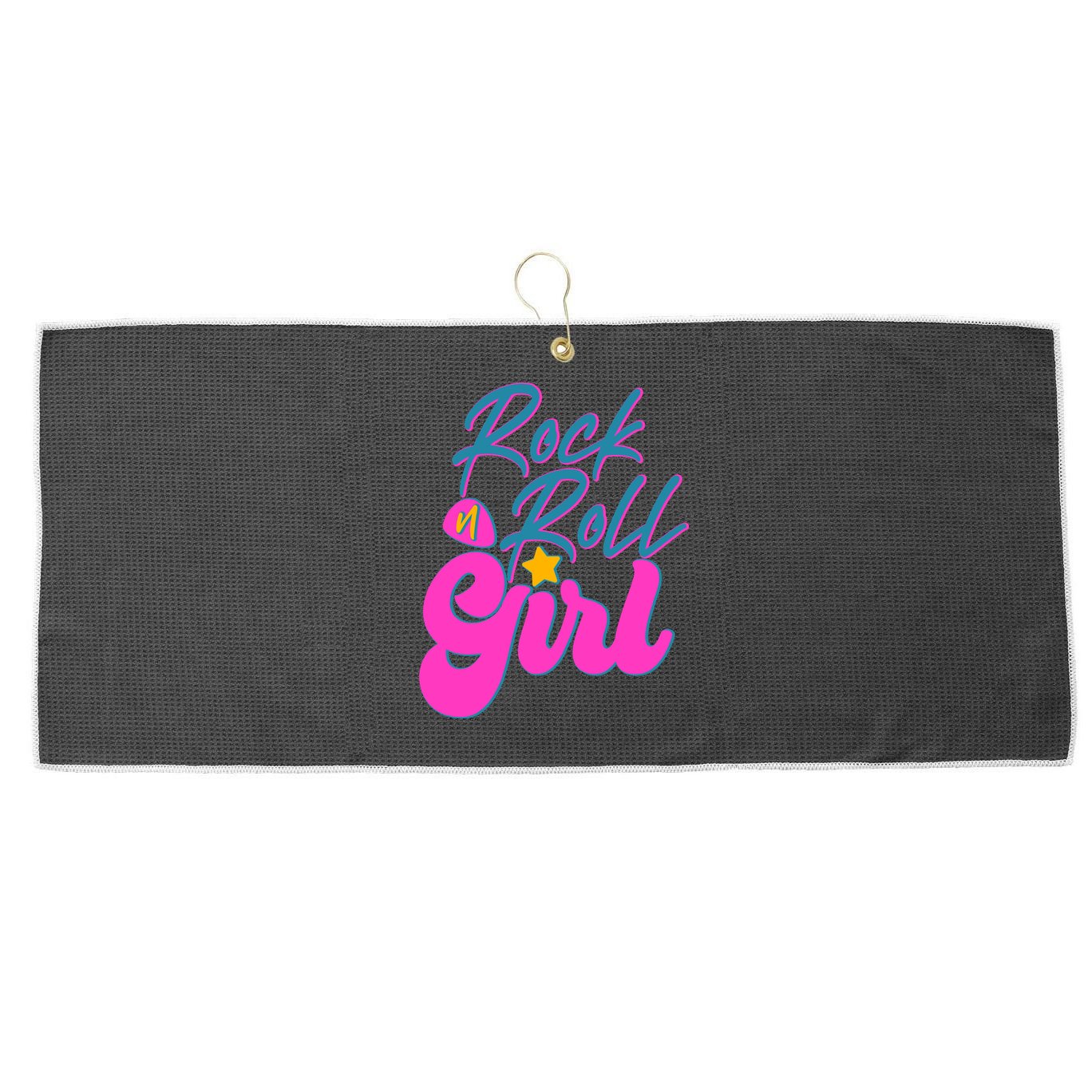 Retro Rock N Roll Girl Costume Large Microfiber Waffle Golf Towel
