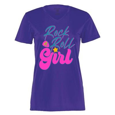 Retro Rock N Roll Girl Costume Women's Momentum V-Neck T-Shirt