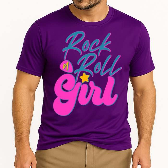 Retro Rock N Roll Girl Costume Cooling Performance Crew T-Shirt