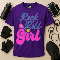 Retro Rock N Roll Girl Costume Cooling Performance Crew T-Shirt