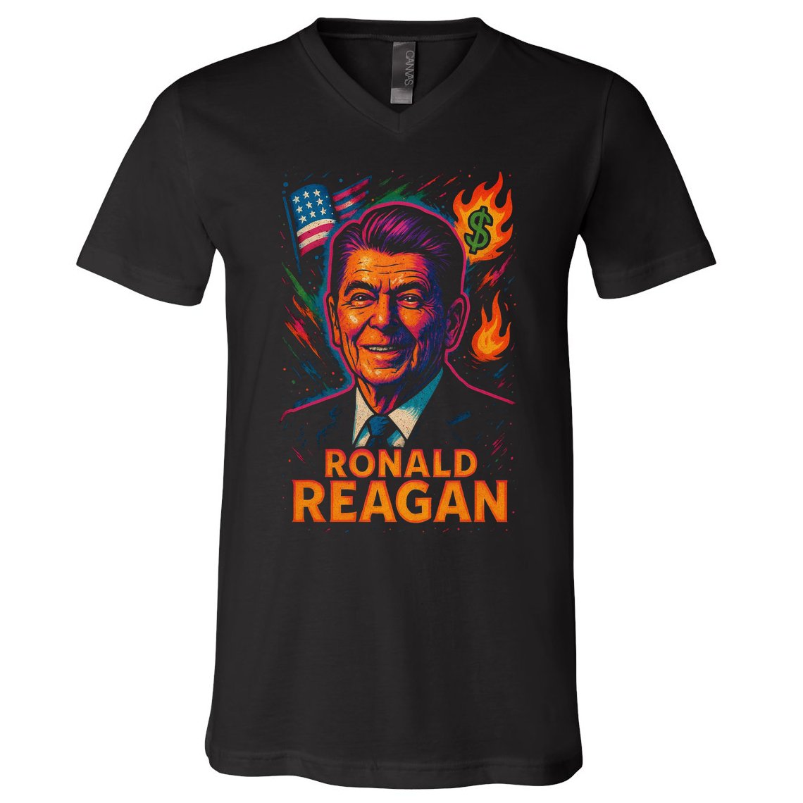 Ronald Reagan Neon V-Neck T-Shirt