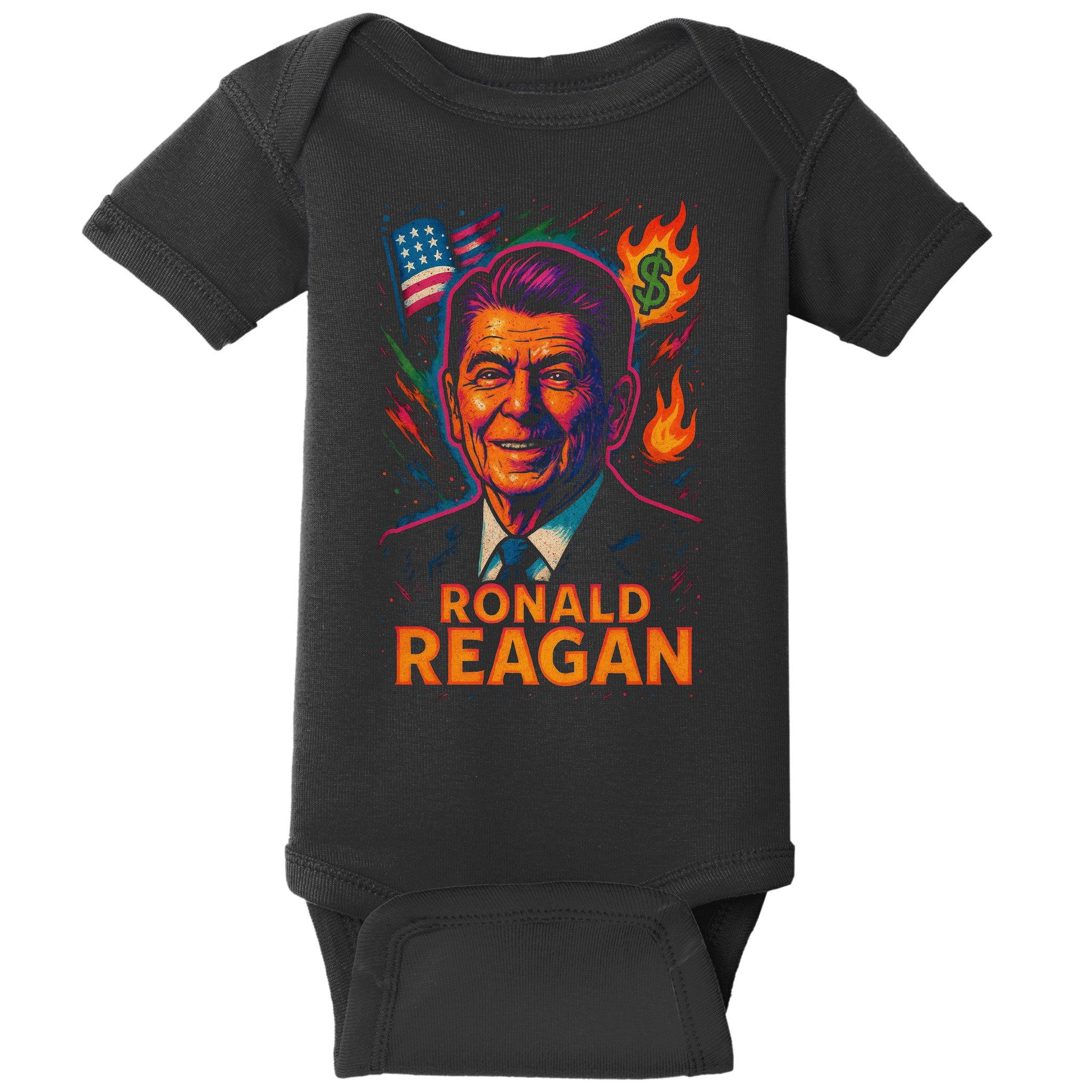 Ronald Reagan Neon Baby Bodysuit