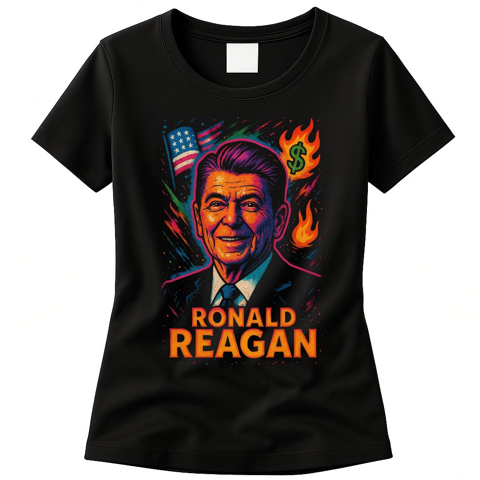 Ronald Reagan Neon Womens T-Shirt