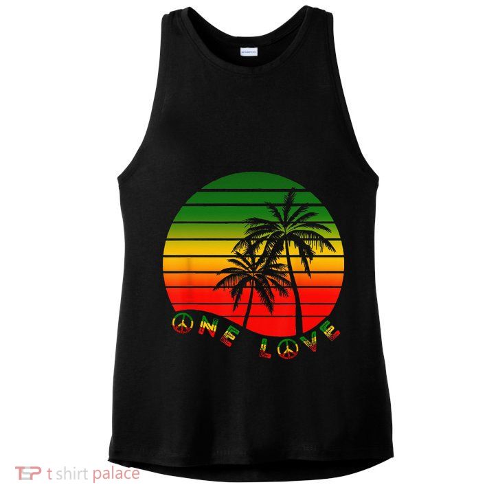 Rasta Reggae One Love Palms Reggaeton Rastafarian Pride Ladies PosiCharge Tri-Blend Wicking Tank