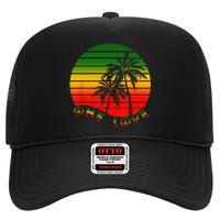 Rasta Reggae One Love Palms Reggaeton Rastafarian Pride High Crown Mesh Back Trucker Hat