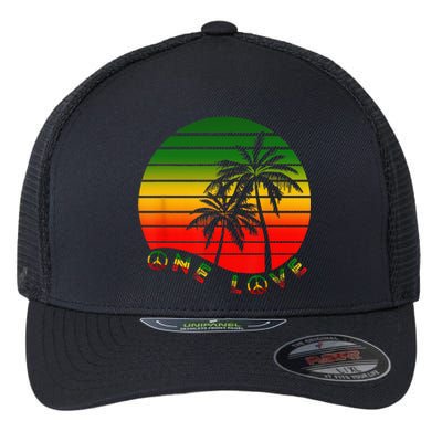 Rasta Reggae One Love Palms Reggaeton Rastafarian Pride Flexfit Unipanel Trucker Cap