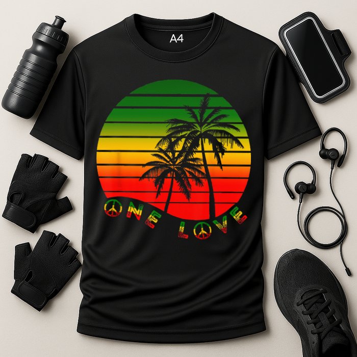Rasta Reggae One Love Palms Reggaeton Rastafarian Pride Cooling Performance Crew T-Shirt