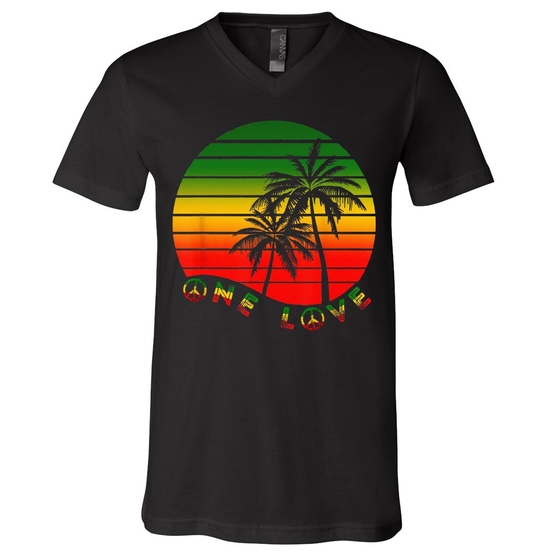 Rasta Reggae One Love Palms Reggaeton Rastafarian Pride V-Neck T-Shirt