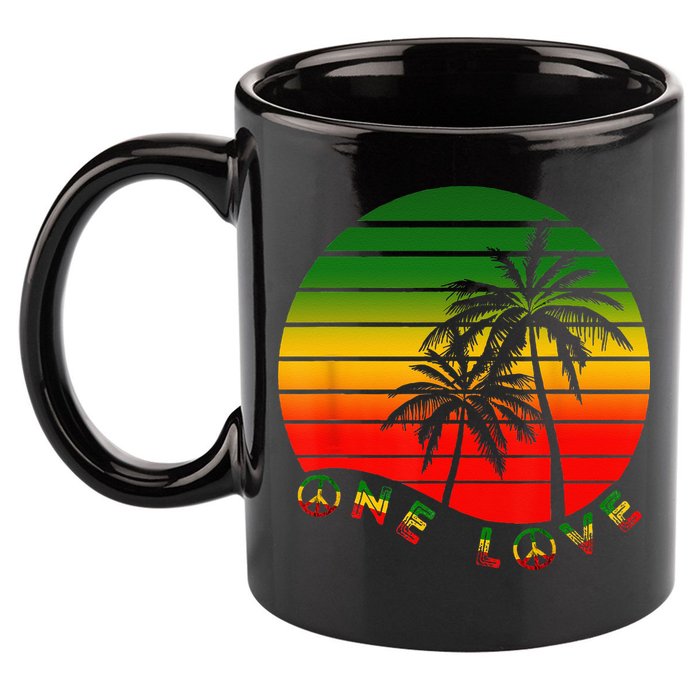 Rasta Reggae One Love Palms Reggaeton Rastafarian Pride 11oz C Handle Ceramic Mug