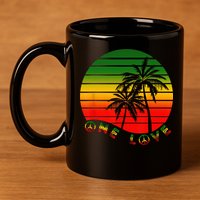 Rasta Reggae One Love Palms Reggaeton Rastafarian Pride 11oz C Handle Ceramic Mug