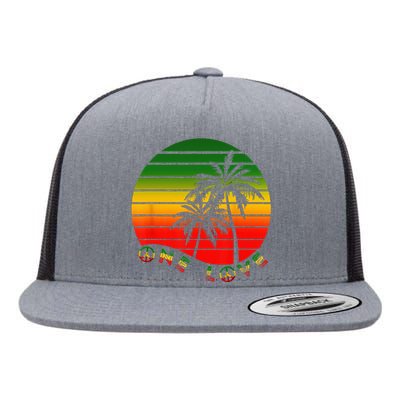 Rasta Reggae One Love Palms Reggaeton Rastafarian Pride Flat Bill Trucker Hat