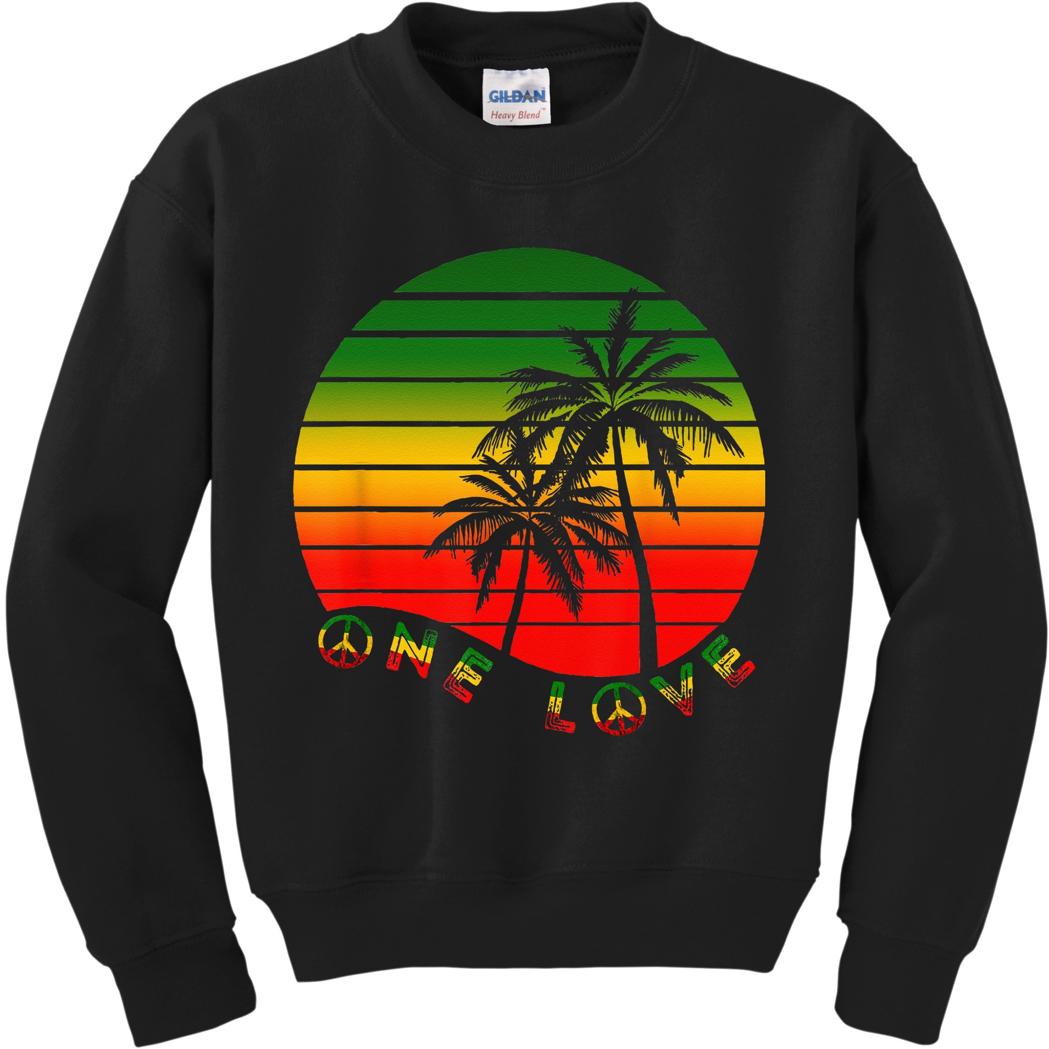 Rasta Reggae One Love Palms Reggaeton Rastafarian Pride Kids Sweatshirt