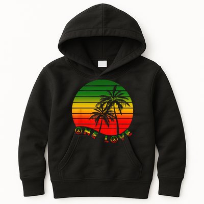Rasta Reggae One Love Palms Reggaeton Rastafarian Pride Kids Hoodie