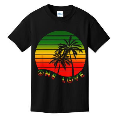 Rasta Reggae One Love Palms Reggaeton Rastafarian Pride Kids T-Shirt