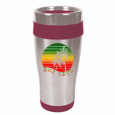 Rasta Reggae One Love Palms Reggaeton Rastafarian Pride 16oz Travel Tumbler