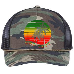 Rasta Reggae One Love Palms Reggaeton Rastafarian Pride Retro Rope Trucker Hat Cap