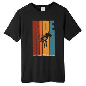 Retro Ride On The Wild Side Mountain Bike Art Tall Fusion ChromaSoft Performance T-Shirt